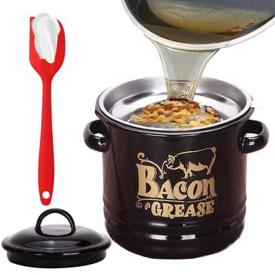 Kitchen Grease Keeper with Filter 1200ml Jar & Scraper for Collecting, Storing Cooking Oil, Dishwasher Safe