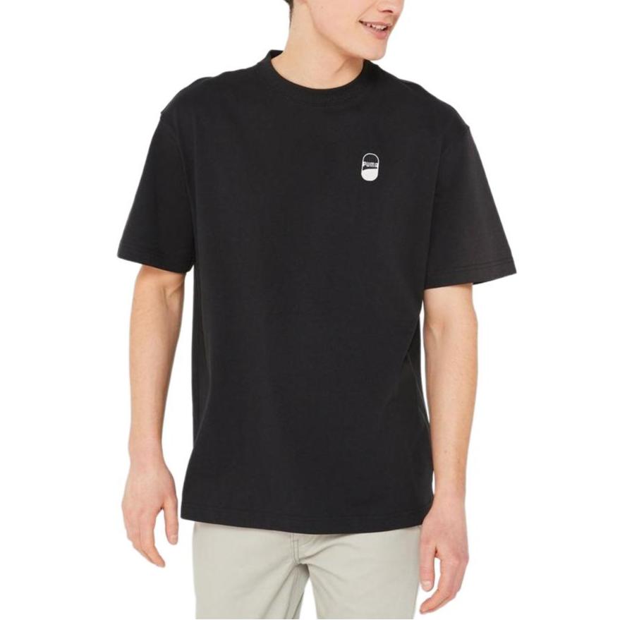 Puma Downtown 180 Logo Casual Round Neck Short Sleeve T-Shirt Unisex T-Shirt Black 626086-01