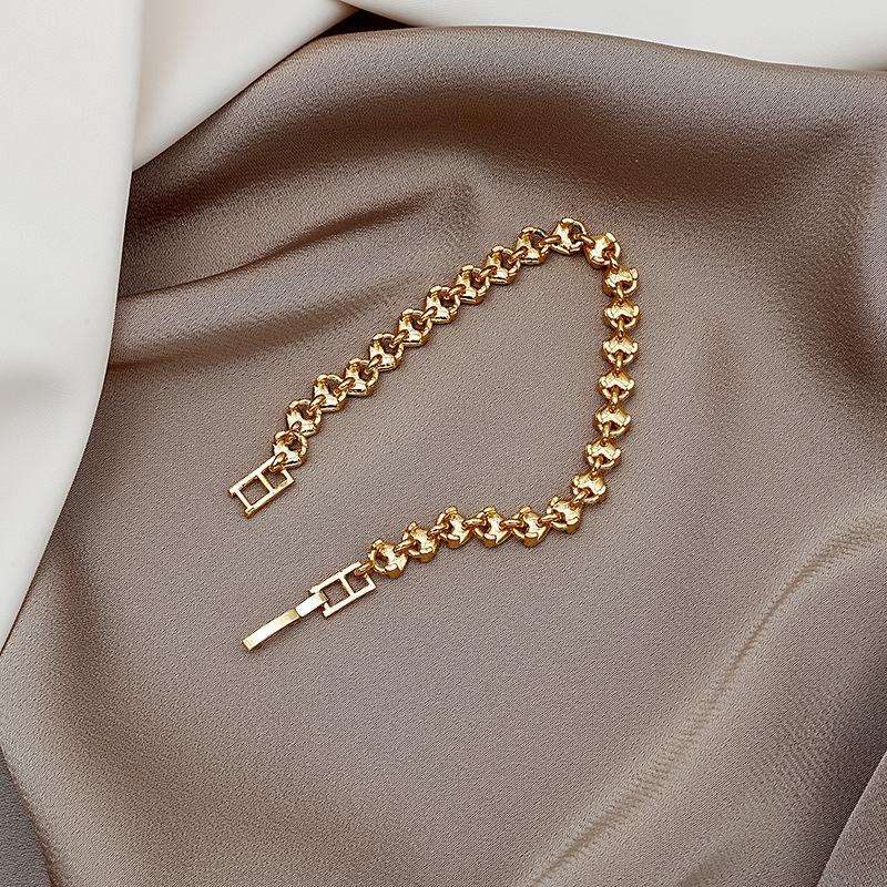 Jewelry Women'S Diamond Love Heart Bracelet Diamond Electroplated Real Gold Couple Bracelet Jewelry Gift