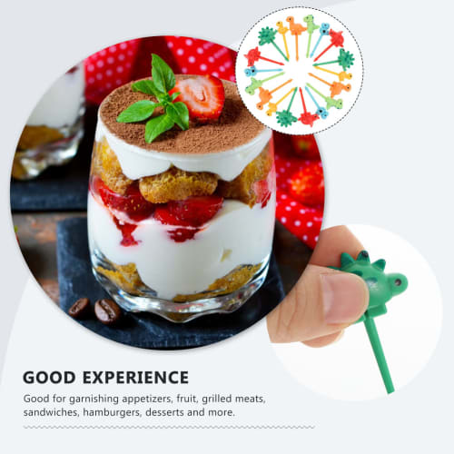 HAKIDZEL 18 Pieces Dinosaur Fruit Picks, Lunch Box Accessories for Kids, Multi-Purpose Food Picks for Cakes, Color