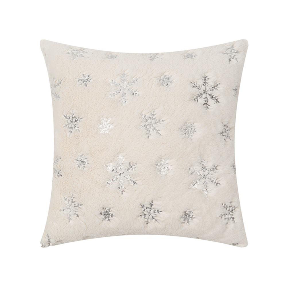 

Snowflake Christmas Plush Pillowcase Square Cushion Cover Throw Pillowcover Living Room/Office серебряный