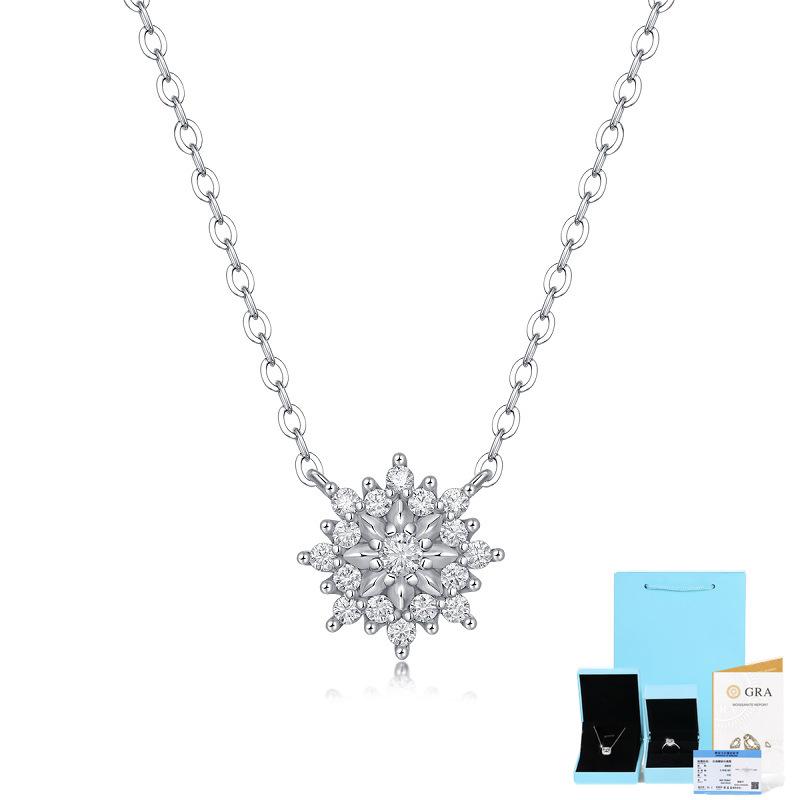 Bague Ringen S925 sølvsett 1 karat Moissanite anheng Solsikketema mote Alice halskjede