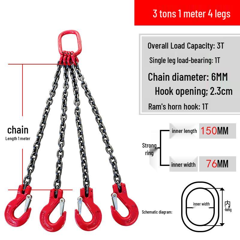 Multi-Hook Manganese Steel Chain Sling for Cranes & Forklifts