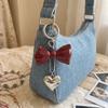 Acrylic Red Bow Keychain Circle Clip Purse Accessory Cute Bag Charm  New Year