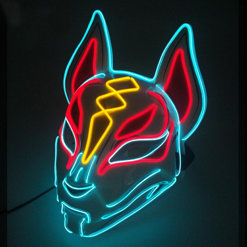 Halloween Game Glowing Mask Led Light Up Mask Cosplay Fox Mask For Festival Halloween Costume Nightclub Flashing Dj Show Props