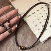 Melaleuca Women's Leather Tiger Eye Pendant Necklace - Elegant European & American Style Choker.