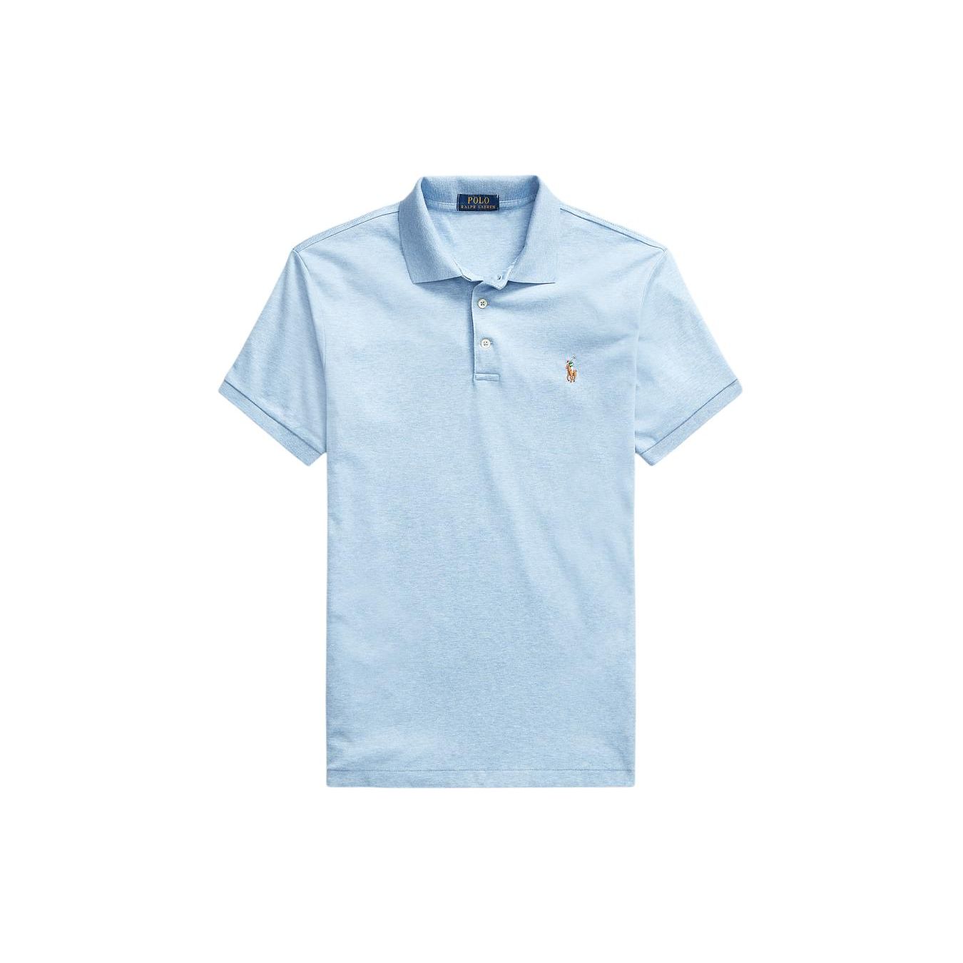 

Polo Ralph Lauren SS24 Однотонная футболка поло с вышивкой логотипа, мужской топ с коротким рукавом, кэжуал, островной синий, MNPOKNI1N822824-400 M