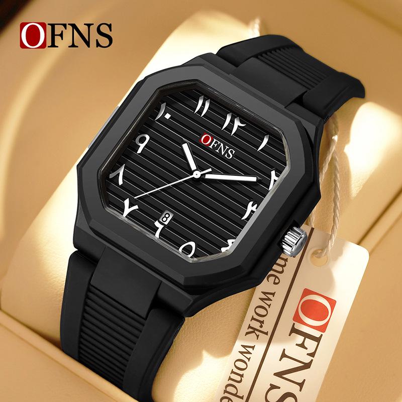 OFNS Waterproof Quartz Watch with Square Arabic Numerals - Unisex Design for Students in the Middle East
