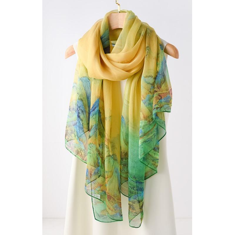 New Large Yarn Scarf Emulated Silk Scarf High-end Spring and Summer Sun Protection High-end Mother Thin Fashion Scarf