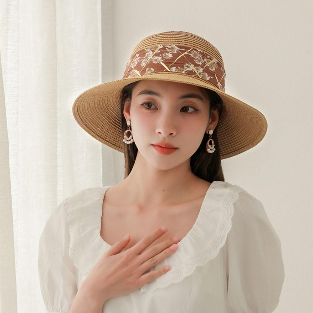 

with Wind Lanyard Straw Hats UV Protection Fisherman Hats Breathable Women Sun Hat Travel белый