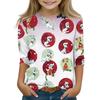 Christmas Children's 3/4 Sleeve Tops Casual  Printed Daily T Shirt Round Neck Pullover Blouse