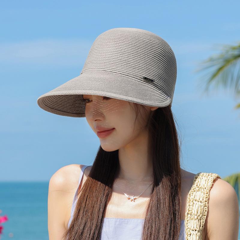 Chapeau d'été à larges bords tissé en paille, chapeau de soleil haut de gamme à la mode pour enfants, chapeau de soleil pour la plage au bord de la mer, voyage en plein air