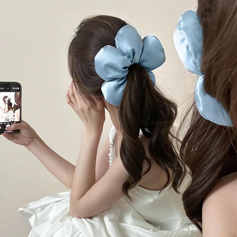 Chouchou à fleurs exagérées, style coréen, accessoire tendance pour cheveux de vacances, pour femmes et filles