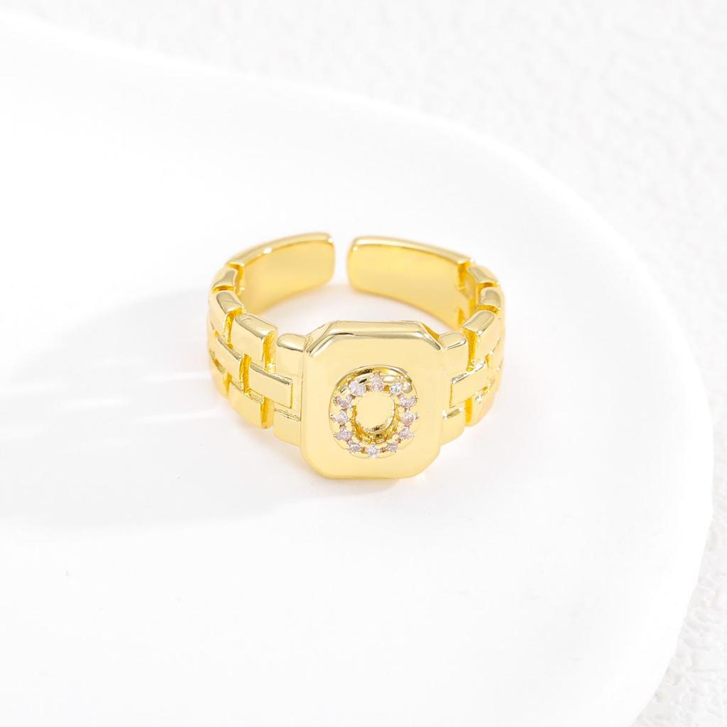 Evropský styl Horký prodej Pozlacený prsten s písmenem s designem nastavitelného pásku