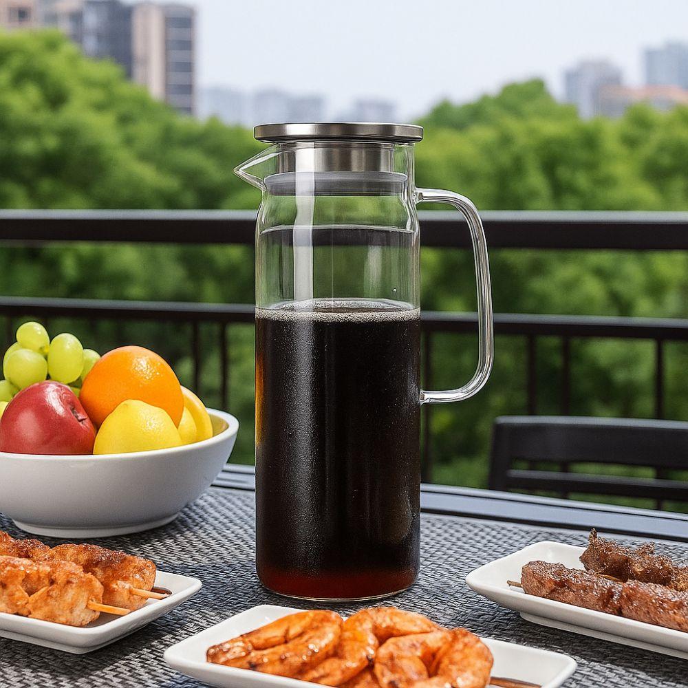 Transparent Heat Resistant Kettle 1.5L Tea Pitcher Minimalist Glass Water Pitcher  Household
