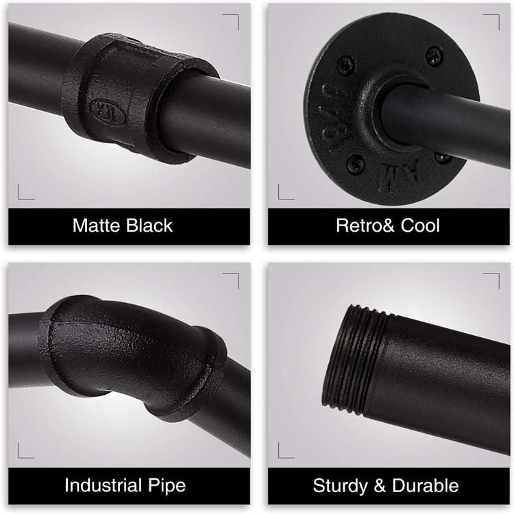92.5x26.5cm Iron Pipe Clothes Rack Wall Mounted Heavy Duty Garment Hanging Bar Laundry Room Hanging Rod
