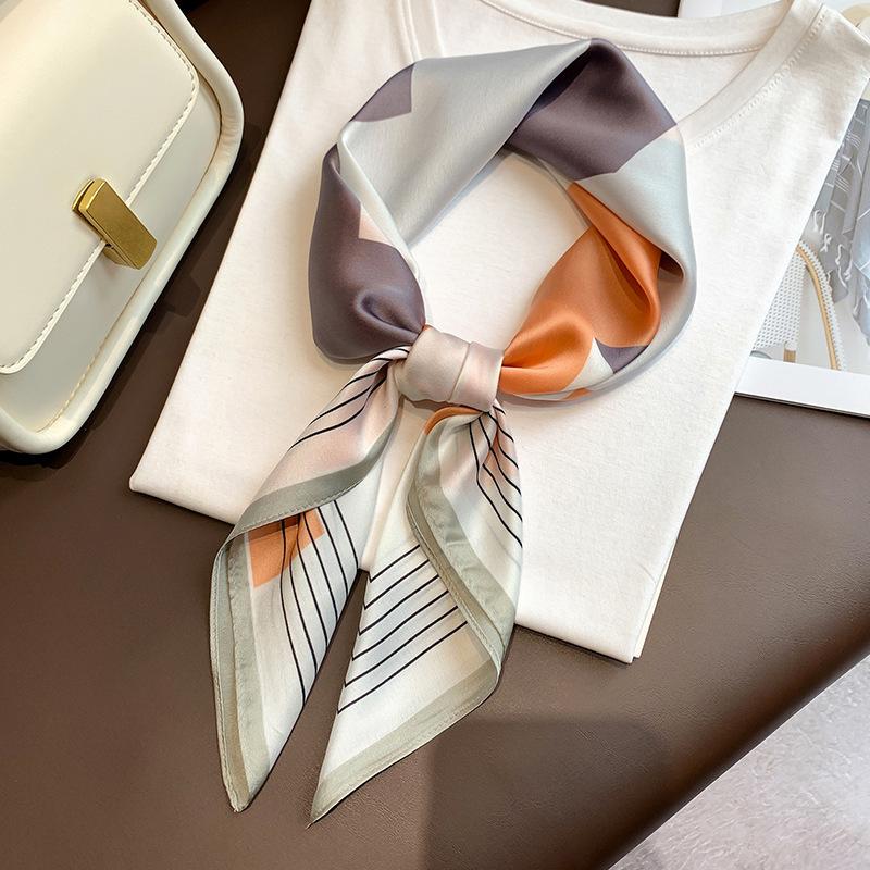 New Luxury Design 70*70Cm Horse Print Silk Square Scarf Women Soft Satin Hairband Neckerchief Office Hijab Headband Foulard Gift
