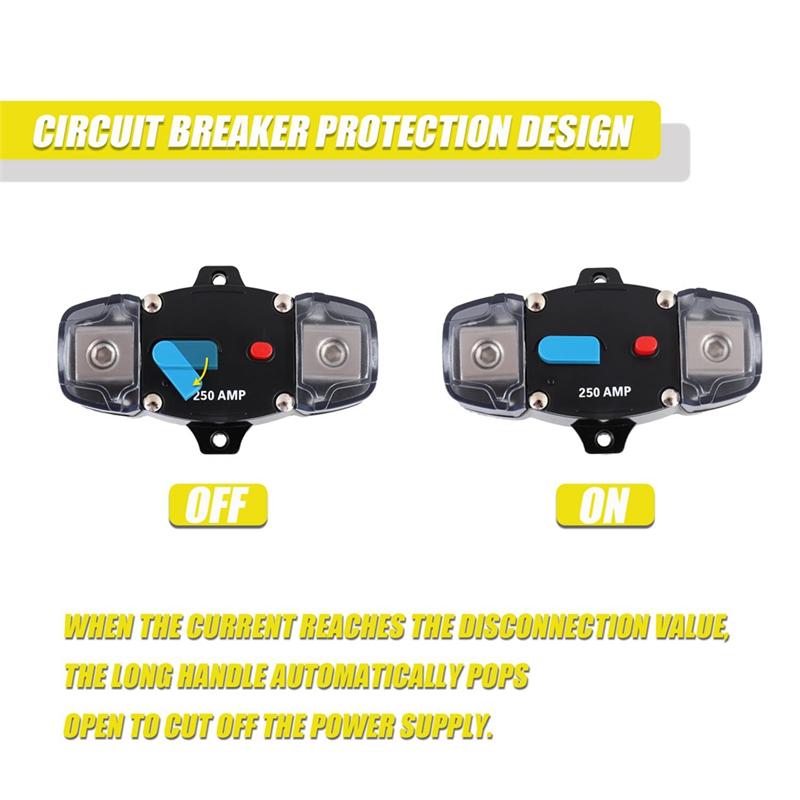 NEW-250A 12-48 Volt DC Self Recovery Circuit Breaker With Manual Reset Button For Automotive Rv Marine Boat