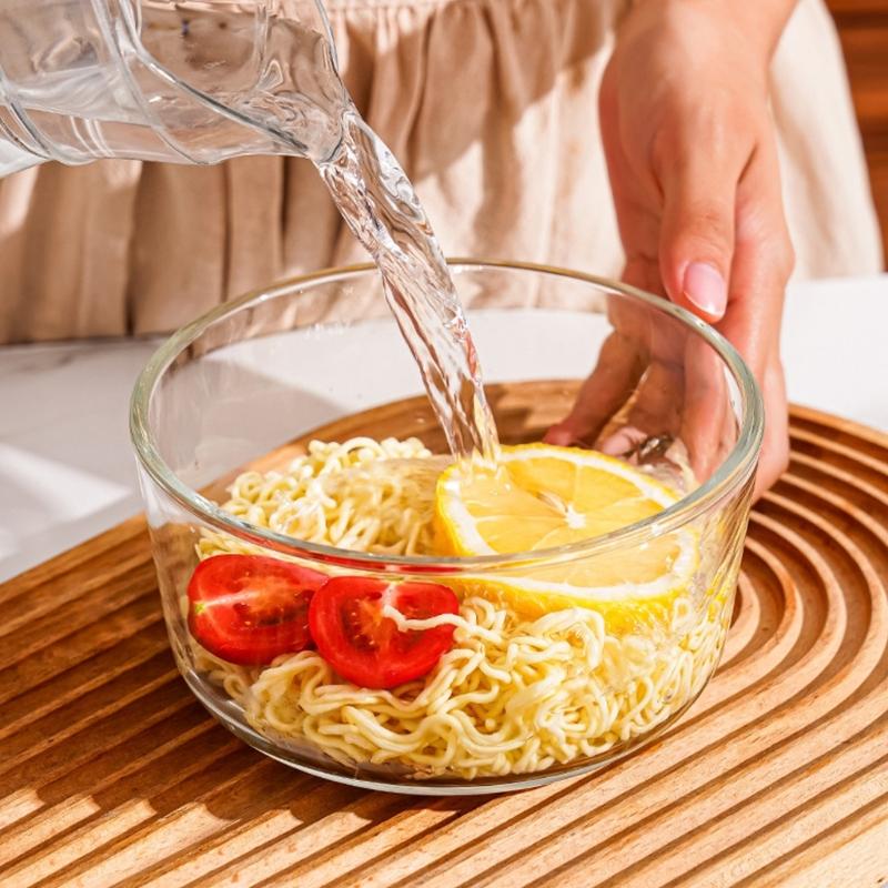 Stackable Food Storage Container Microwave Safe Borosilicate Glass Clear Leak Proof Multiple Capacity Option Ideal for Families