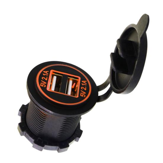 5V 2.1A doble USB-porter LED-skjerm Bilmotorsykkeltelefonladerkontaktadapter