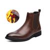 Fashion Winter Men Wedding Gentleman High Quality Leather Shoes Mens Boots Chelsea Fashion Shoes For Men Keep Warm Brown Black Boots