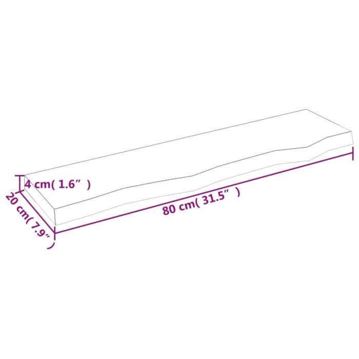 VidaXL Étagère murale 80x20x4 cm bois de chêne massif non traité 363540