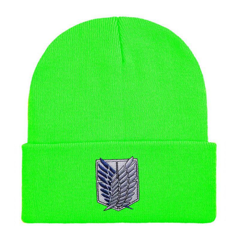 Attack On Titan Embroidered Knit Beanie With Windproof Warmth For Outdoor Activities