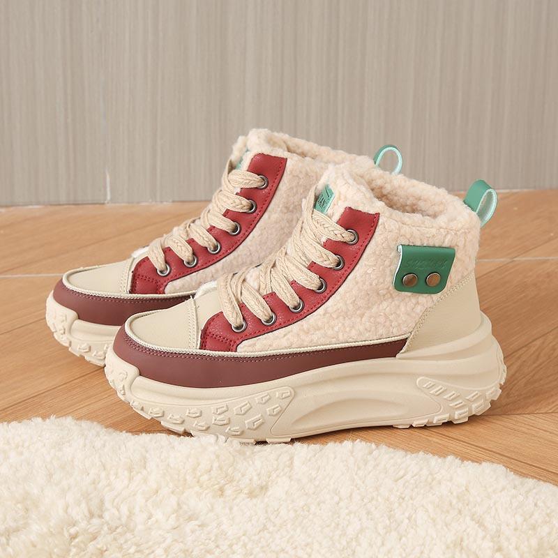 2025 winter velvet high-top little white shoes new Korean version ins female students height increase sports warm leisure K6701