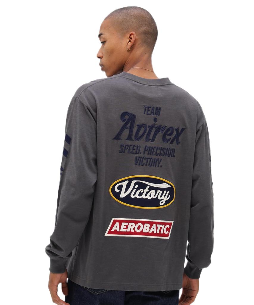 AVIREX A.A.R.C EMBROIDERY L/S T-SHIRT charcoal