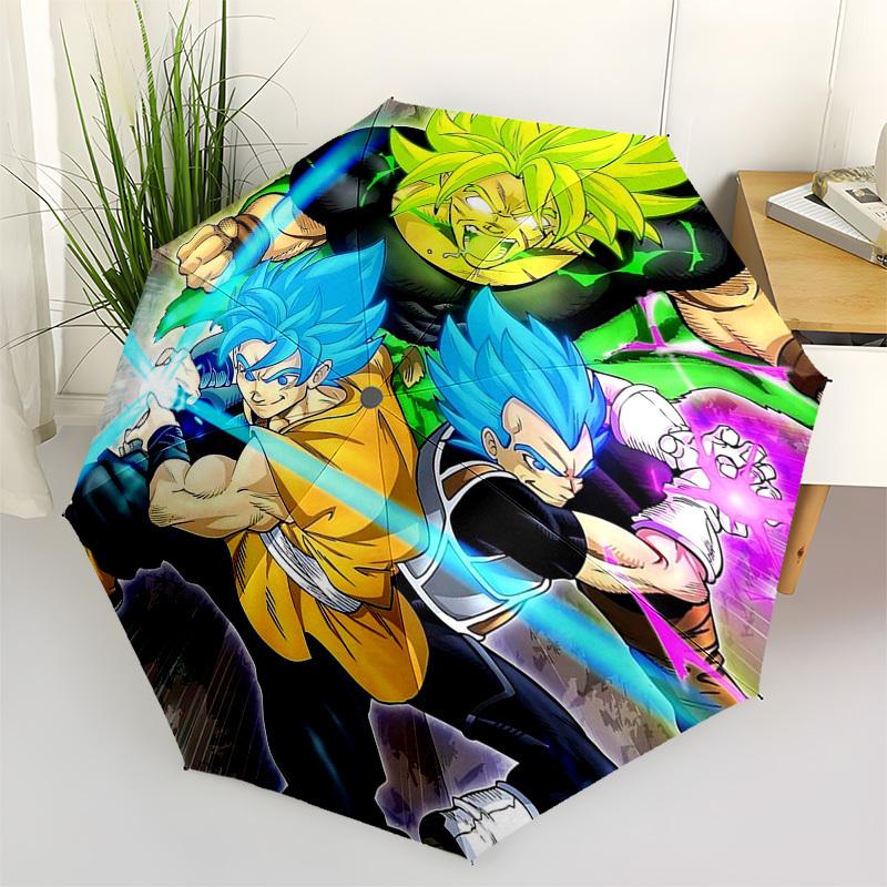 

1pc Dragon Ball Super Saiyan Blue Goku & Vegeta Outdoor Umbrella - Automatic Opening/Closing, Portable 3-Fold Design, Iron Frame, Perfect Gift for Fan