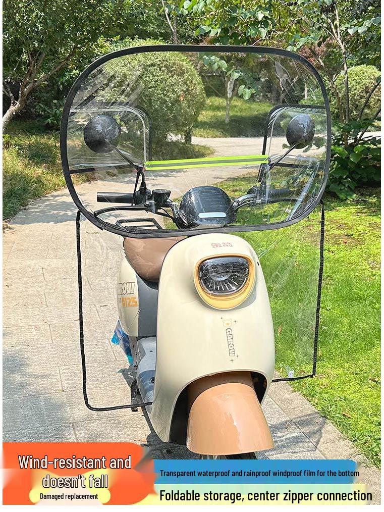 Electric Vehicle Rain & Wind Shield: All-Weather Protection for Battery Motorcycle Windshields.