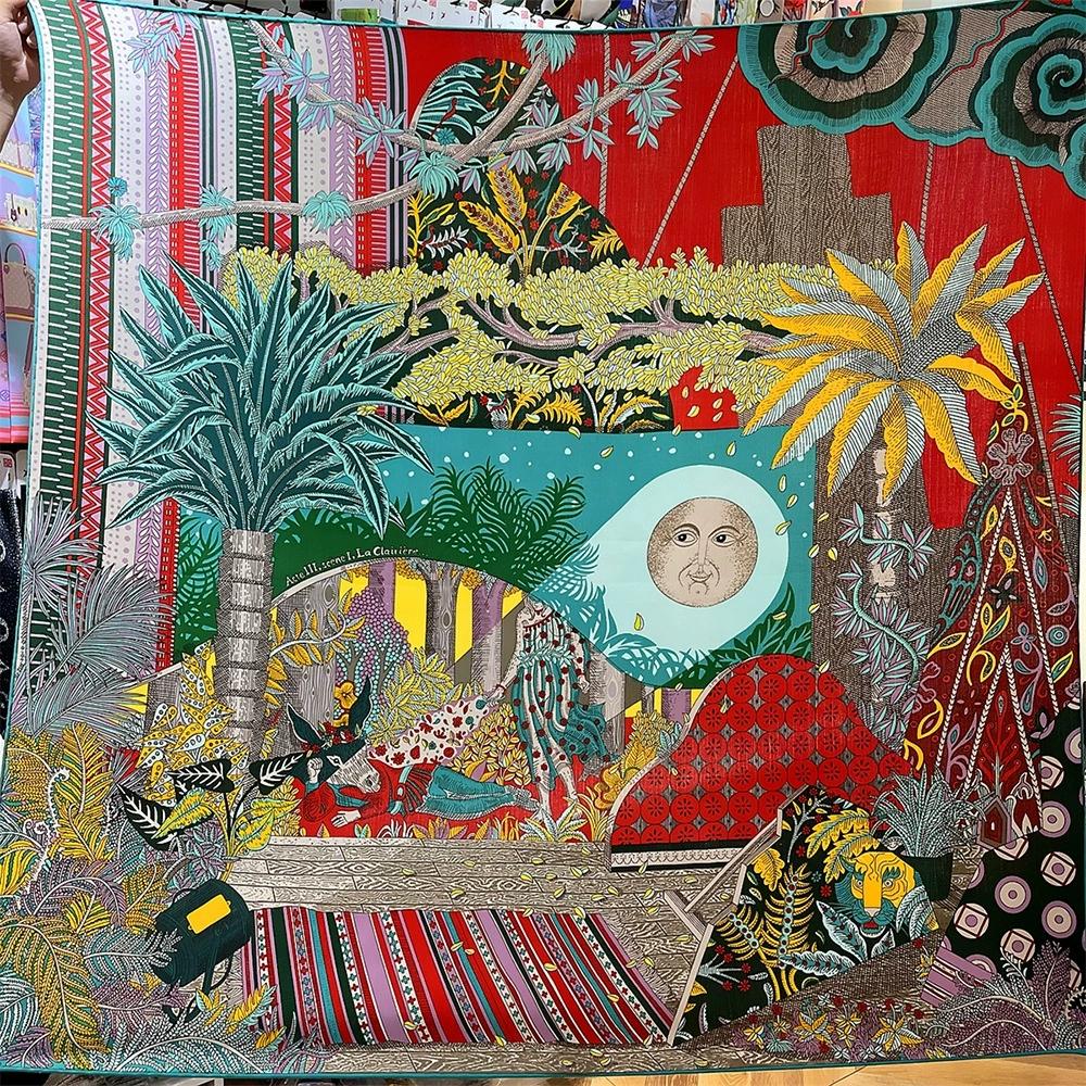 130CM Warm Imitation Silk Cashmere Scarf Women Luxury Printing Square Scarves Wraps Ladies Bandana Hijab Foulard and Shawl