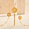 Vnox Stainless Steel Multilayer Sweater Chains Luxury Jewelry Round Coins Pendant Necklace For Women Gift Wholesale