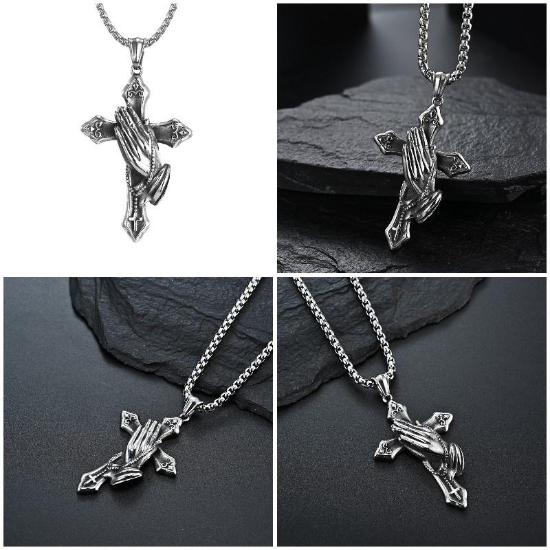 Mens Stainless Steel Jesus Christ Face Crucifix Cross Pendant Necklace Fashionable And Religious