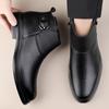 British Style Men's Genuine Leather Casual Shoes Winter Warmth Plush Cotton Shoes Men's Office Formal Short Boots Free Delivery