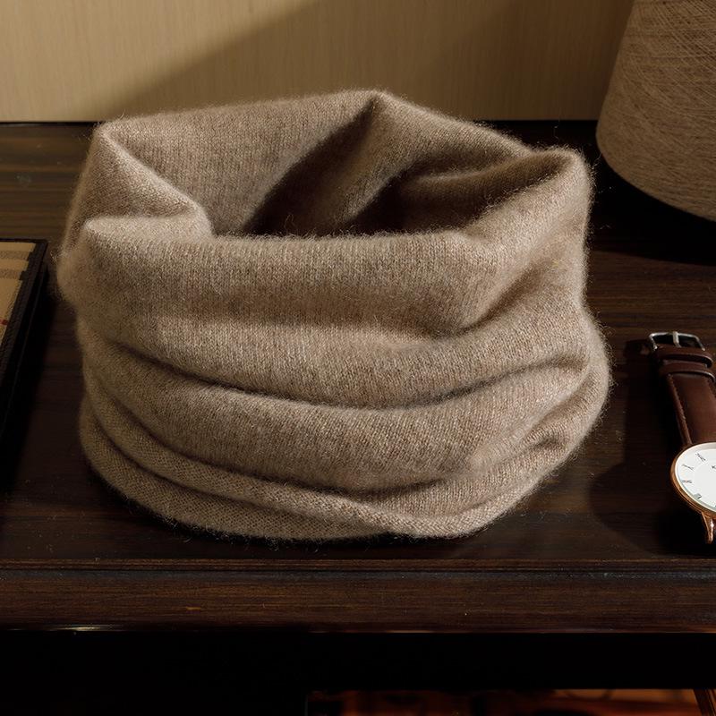 Men's 100% Pure Cashmere Knitted Neck Warmer - Autumn/Winter Style with Rolled Edge for Added Warmth and Comfort