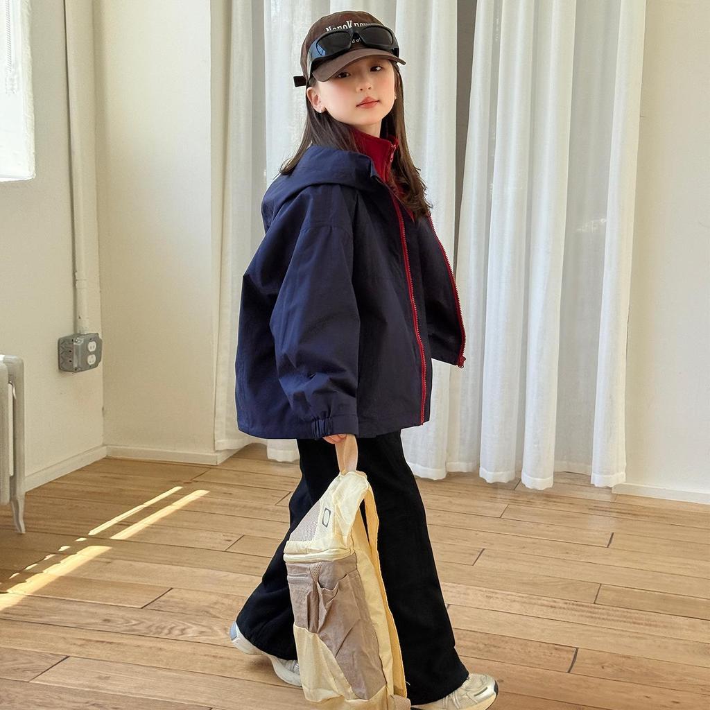 YOJIA Flickors 3-i-1 Avtagbar Vattentät Jacka - Trendig Höst/Vinter 2025 Vindjacka