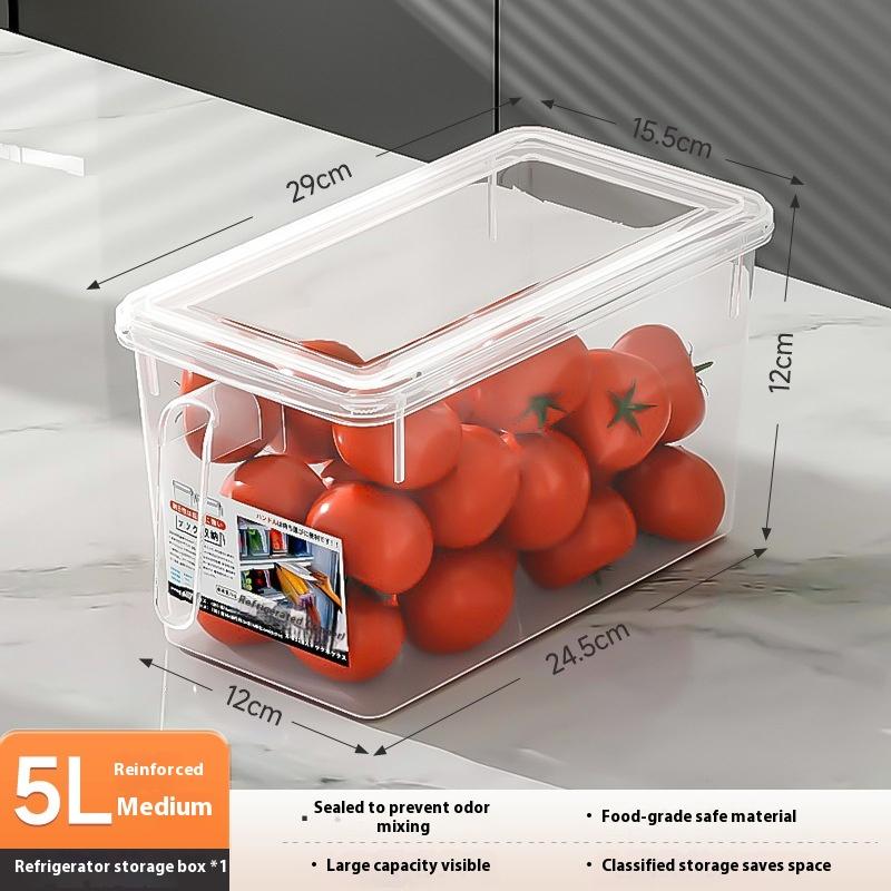 1Pc Clear Plastic Fridge Storage Box Kitchen Refrigerator Organizer For Vegetables Fruits Eggs Household Food Fresh Container 5L