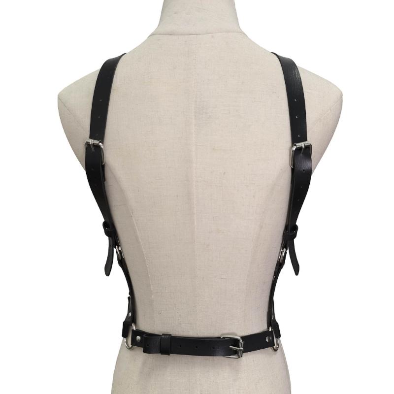 Multi Use Adjustable Punk Body Chain Belt PU Leather Body Chest Chain For Costume Accents And Social Gatherings