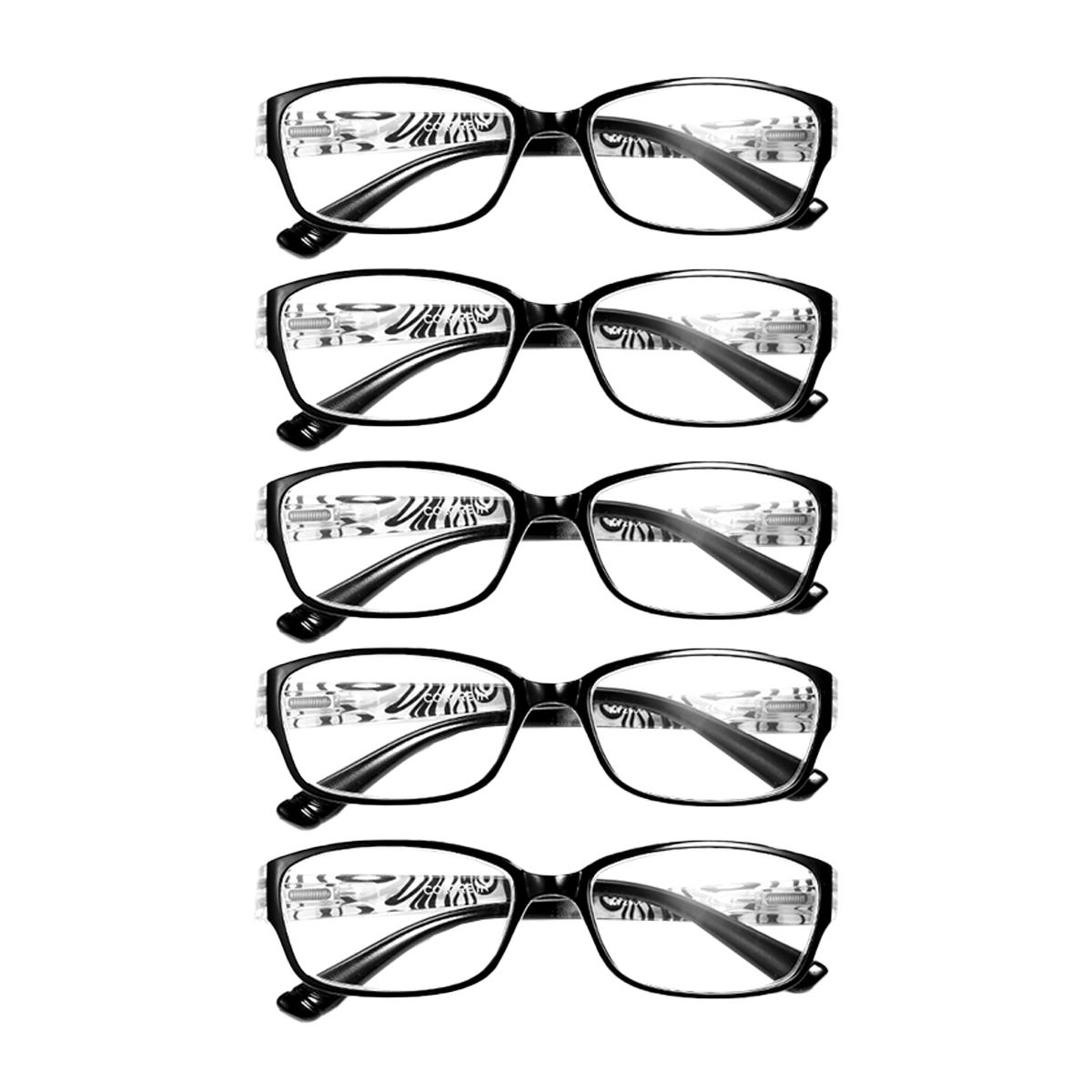 

5 ШТ Очки для чтения Женские очки для чтения с принтом Очки от синего света Унисекс Черные очки Мужские 3.0