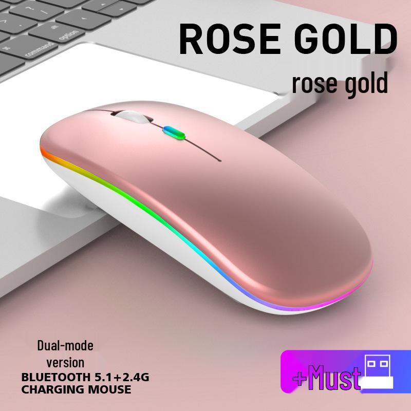 Rechargeable Dual-Mode Silent Bluetooth Mouse with Colorful LED for Office