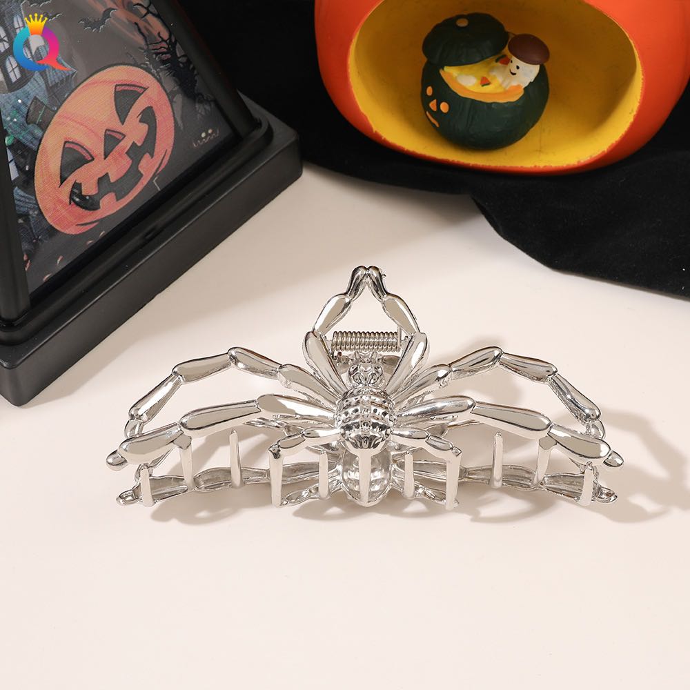 1 Pièce Halloween Pinces à Cheveux Araignée Noire avec Design de Charme Perle, Pinces à Cheveux Métal Gothique Punk Maintien Fort Accessoires Cheveux