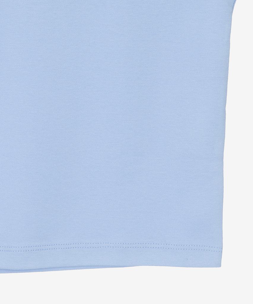 BASIC HOUSE Women'S Round Crop Short Sleeve T-Shirt Blue Lats0202