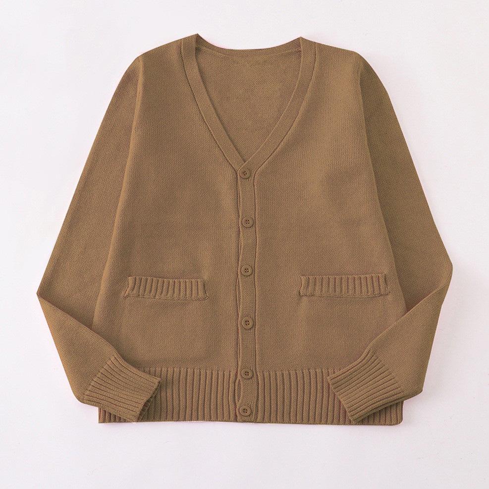 Japanese V-Neck Long Sleeve JK Uniform Cardigan - 7-Needle Thickened Sweater for Spring/Autumn