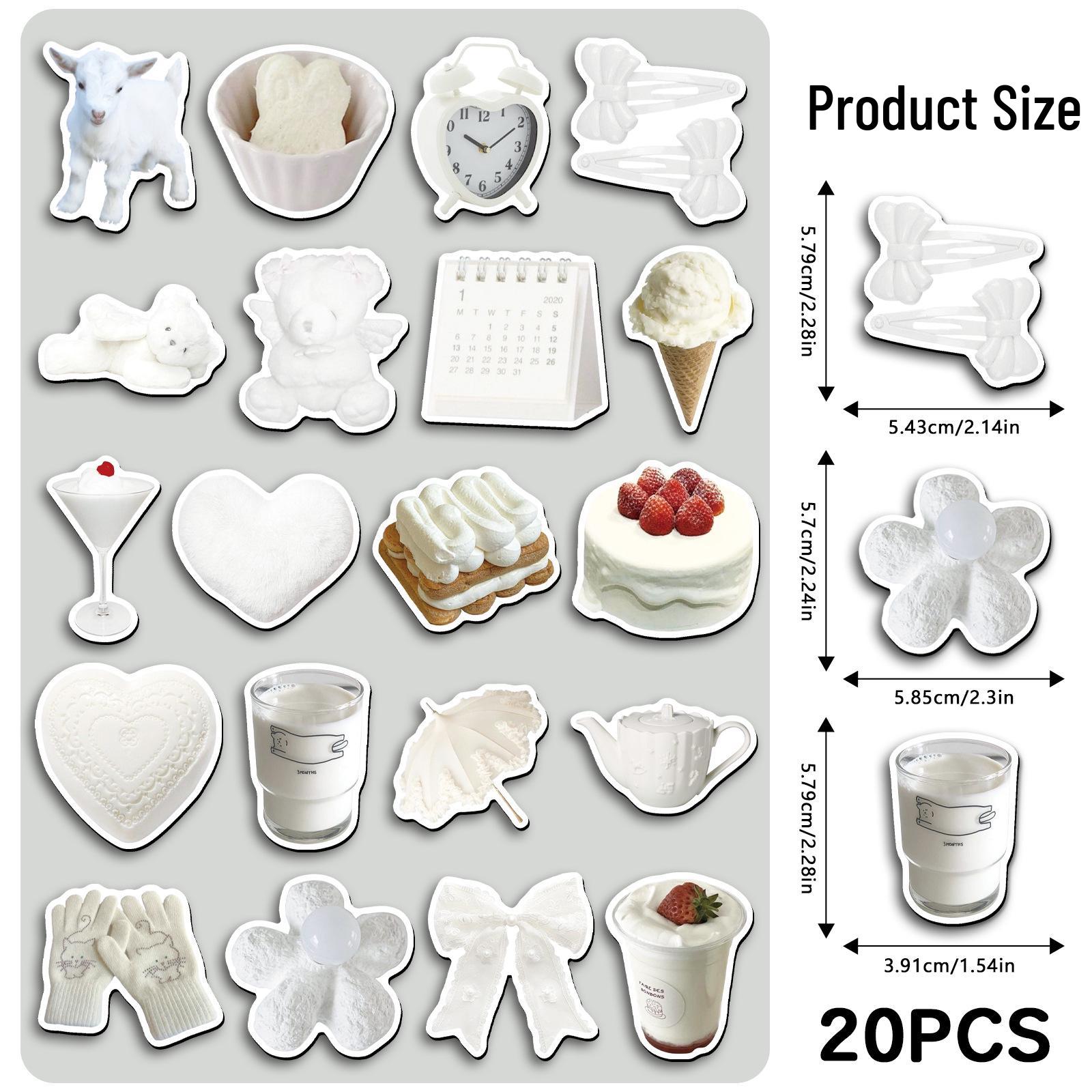 

20-Piece Set of White Magnetic Stickers: Dreamy, Girly, and Creative Decorations for Pegboard and Refrigerator. 5.5-8.5 CM