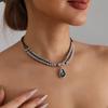 Women Jewelry Double-layer Metal Choker Alloy Sweater Chain Charm Clavicle Chain  Sweater Accessory