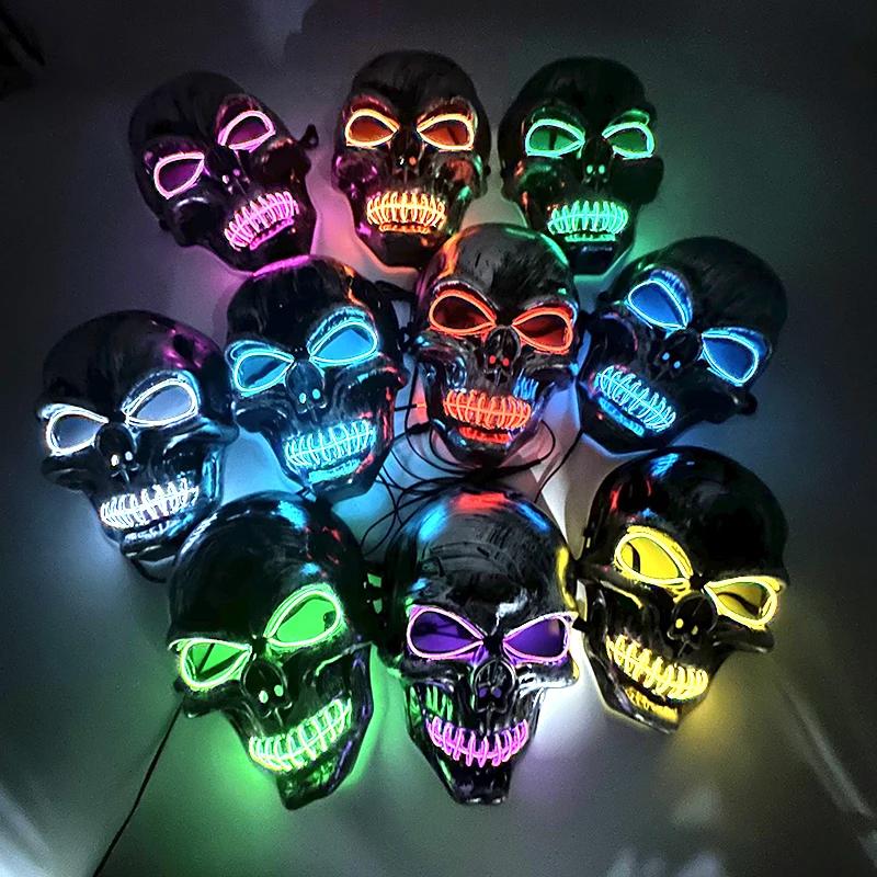 Halloween Skull Skeleton Headwear Horror Party Mask with Glow-in-the-Dark Feature Perfect Spooky Night Disguise or Purge Mask