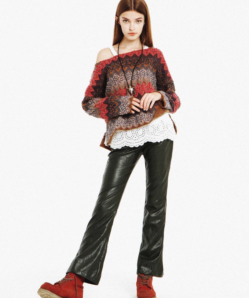 PALETTE Leather Bootcut Pants (Deep Green)