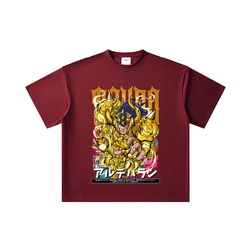 260 GSM Double Yarn 32 Count 100% Cotton Saint Seiya V27 Tauro Print Unisex Heavy Cotton T Shirt