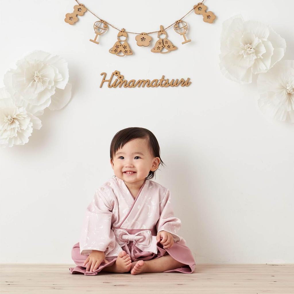 EMOKA Baby Kimono Romper with Hakama (70cm, Pink/Poppy)